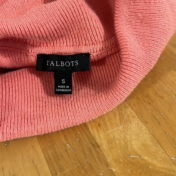 Talbots Size S Rib Knit L/S Apricot Puff Sleeve Turtleneck Minimalist Sweater - Picture 7 of 7